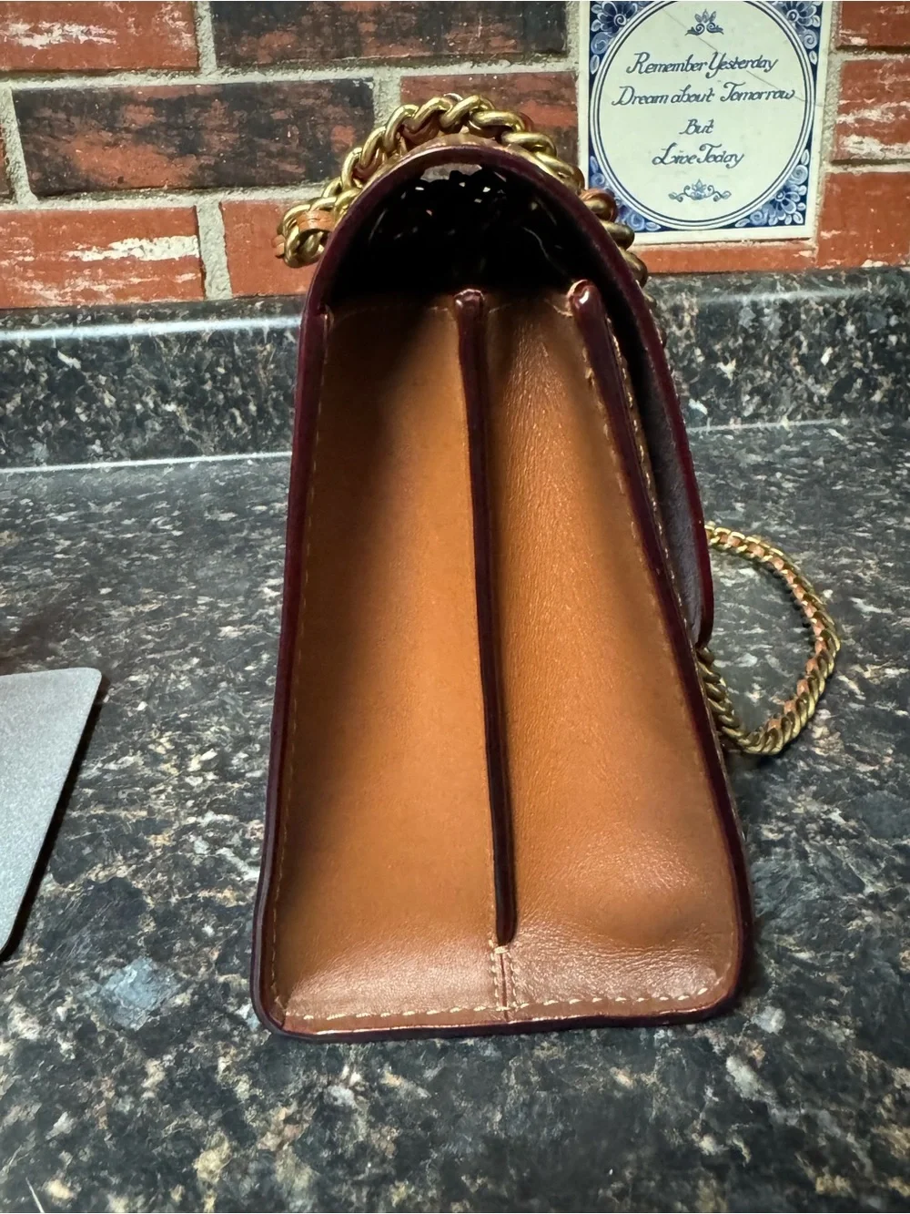 Coach Parker 18 69624 Tea Rose Straw Leather Chain Shoulder Bag Crossbody Rare
